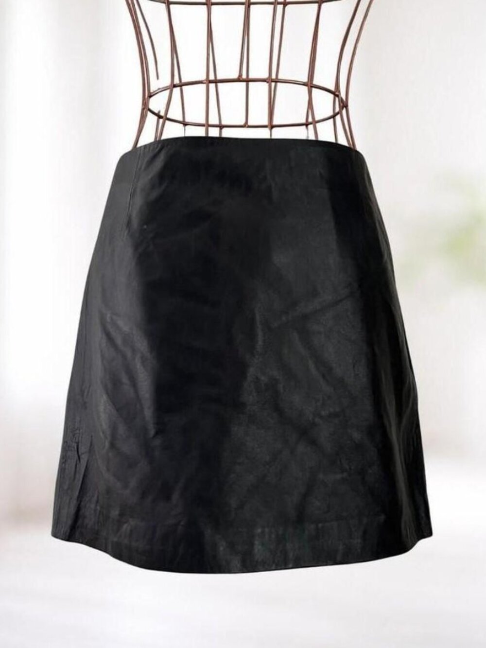 BB Dakota Womens Black 100% Leather Skirt 10 Office Grunge Punk Biker Party